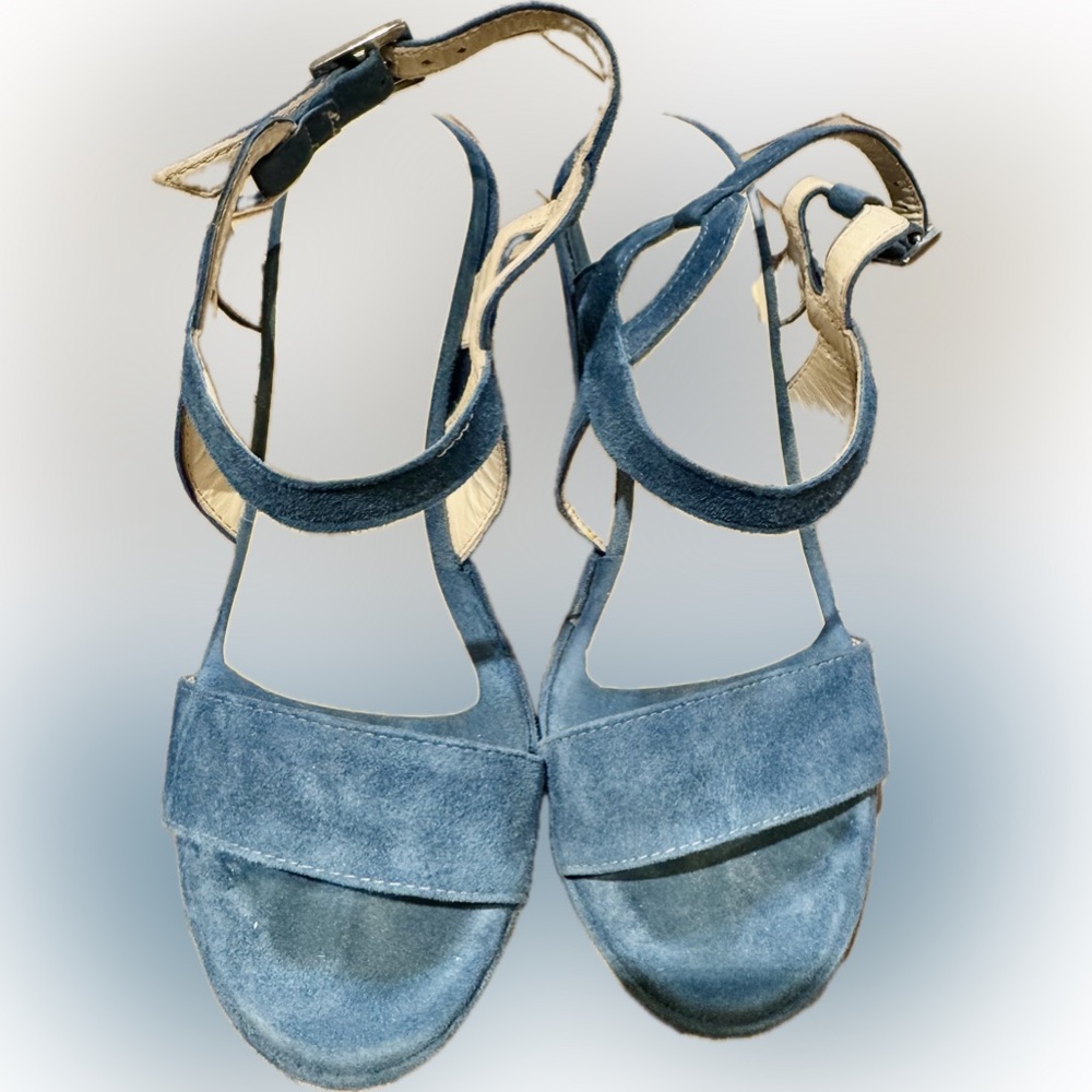 BOCCANERA Stylish Blue Suede Wedge Sandals, Size 36